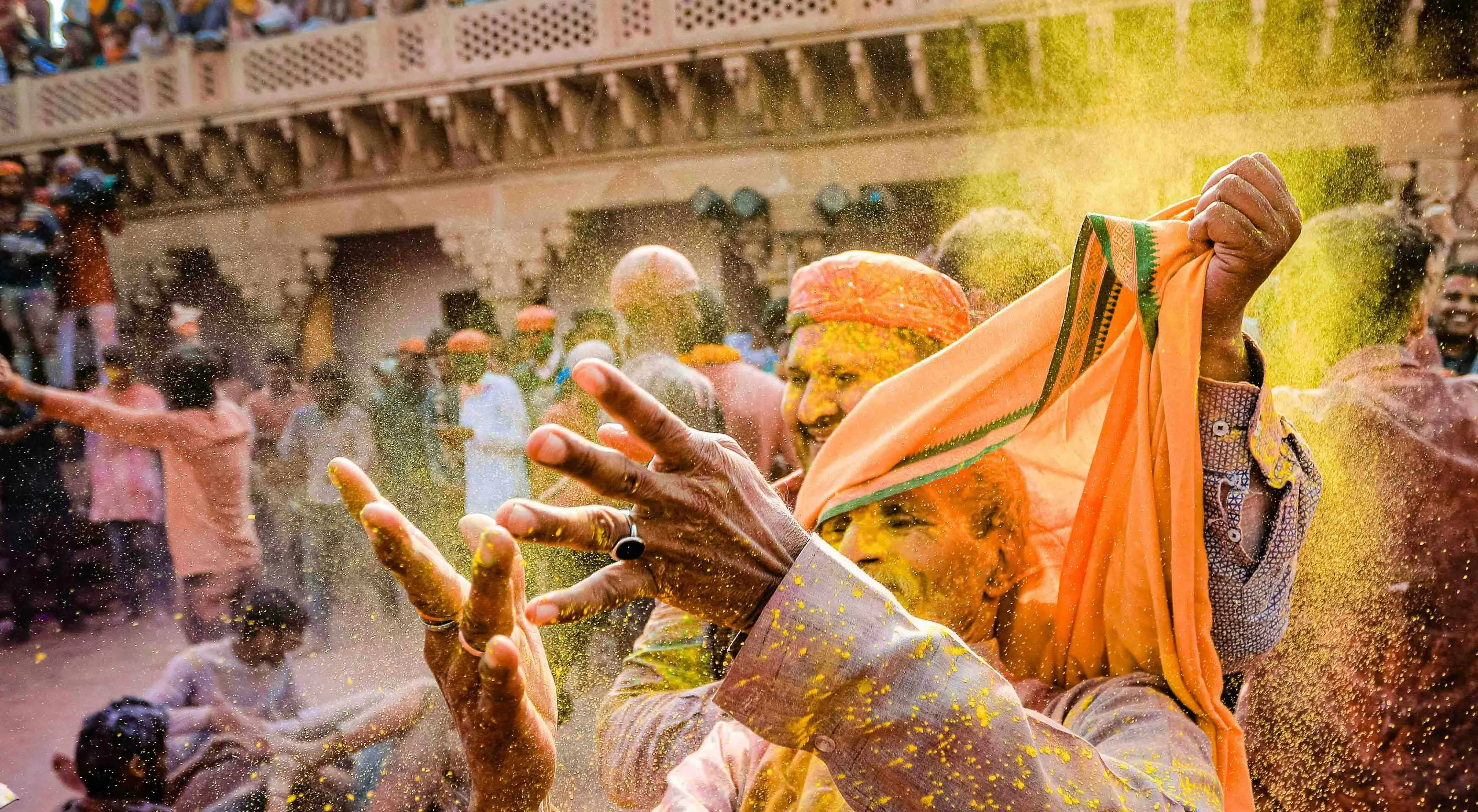 People playing Holi in Nandgaon