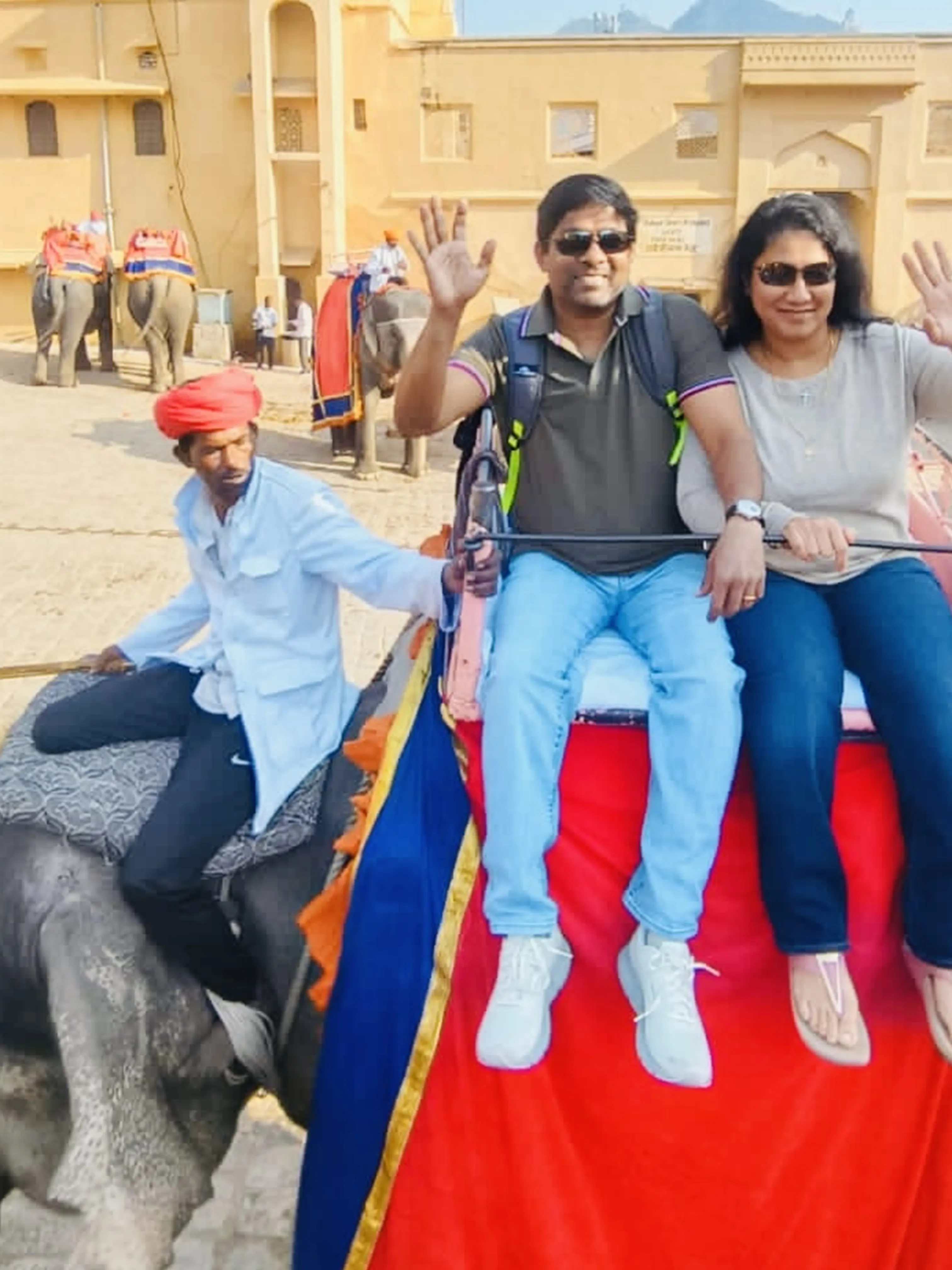 Two people with flowers