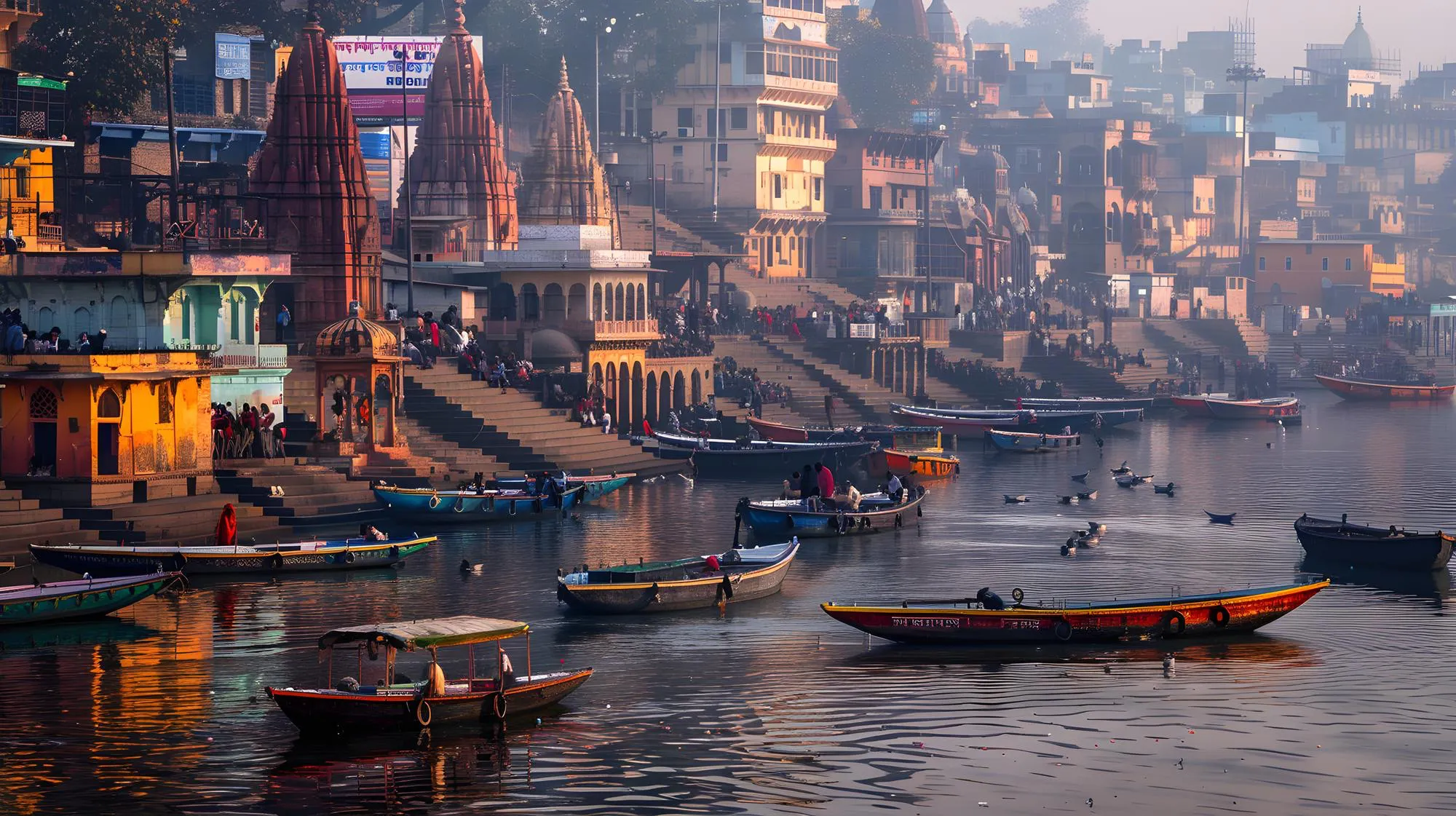 Varanasi Ganga Ghat during sunrise